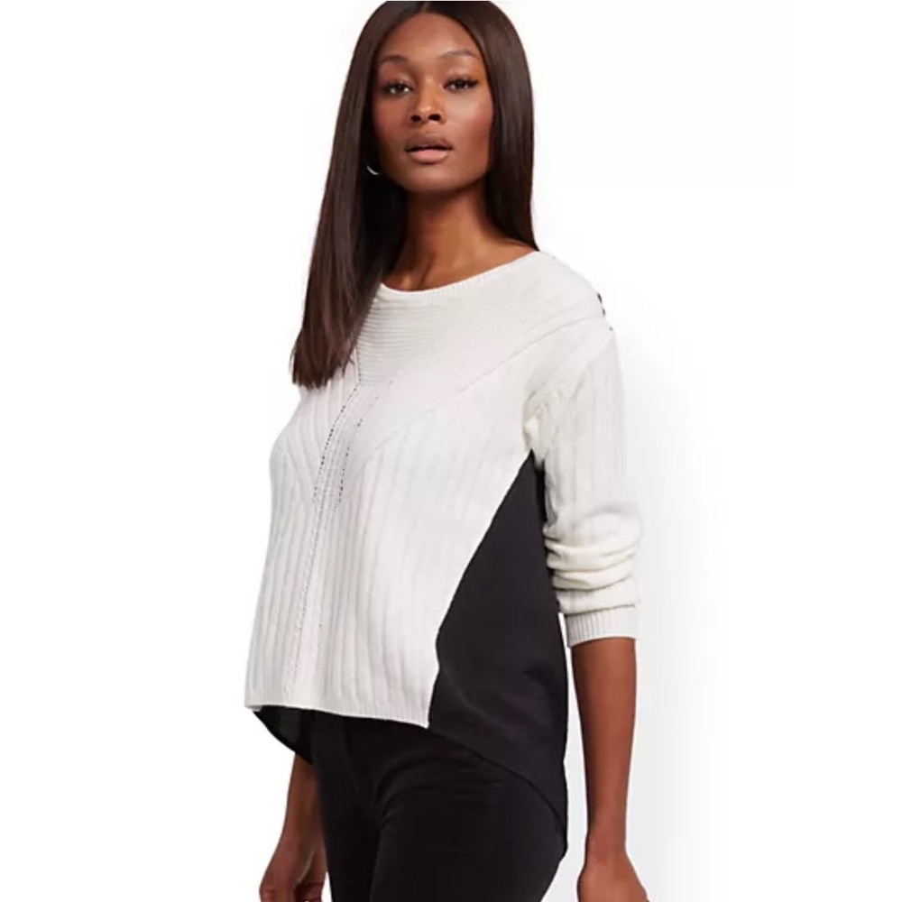 New York & Co. Colorblock Hi-Lo Sweater
